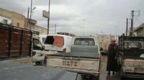 Traffic in Aleppo, Syria Stock Footage 12733482