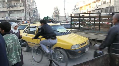 Traffic in Aleppo, Syria Stock Footage 12747089