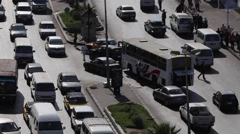 Traffic in Alexandria, Egypt, closeup, with audio Stock Footage 34676874