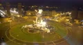 Traffic on amazing central square in Barcelona, Spain, night view from elevator 4k or 4k+ Resolution