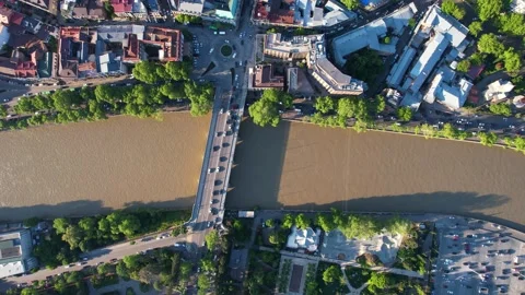 Traffic and bridge on the river Stock Footage 229099854