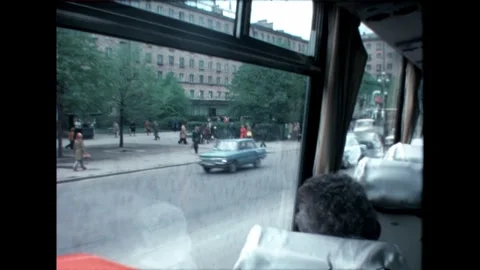 Traffic and Bus from a Window Stock Footage 278360626