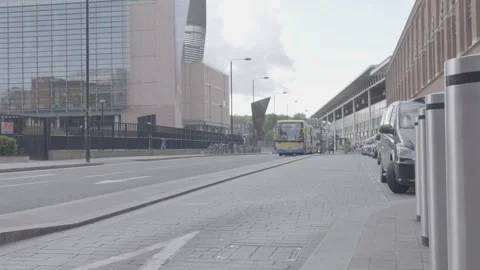 Traffic and Buses Moving Along a London Street Stock Footage 342564527