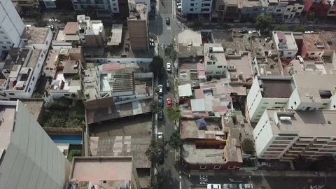 Traffic and Cars Backward Tilt Up Reveal |  Lima Peru Stock Footage