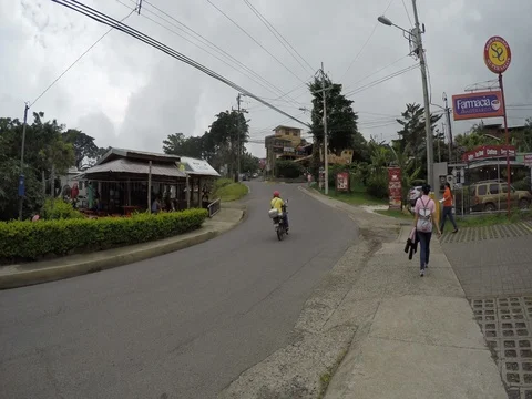 Traffic and cars in the Street of Monteverde Costa Rica Stock Footage
