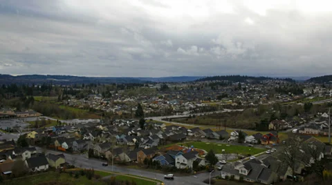 Traffic and Clouds Time Lapse Over Homes in Happy Valley Oregon 1080p Stock Footage 35757699