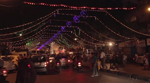 Traffic and crowd on Indian road during festival time Stockbeeldmateriaal 45346220