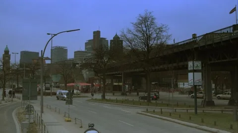 Traffic and high traintracks Stock-Footage 45040640