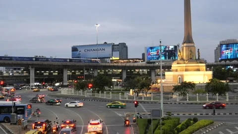 Traffic and metro train Stock Footage 272978945