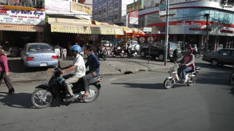 Traffic and Street View from Phnom Phen, Cambodia Stock Footage 32270097