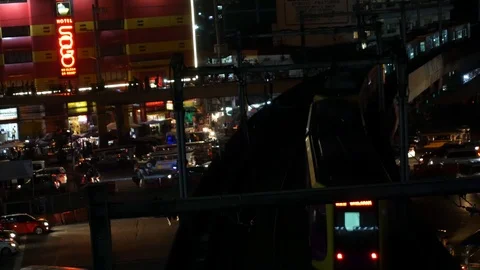 Traffic and transit train in Manila Stock Footage 102701687