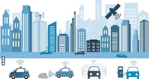 Traffic and wireless network, Intelligent Transport Systems Stock Illustration