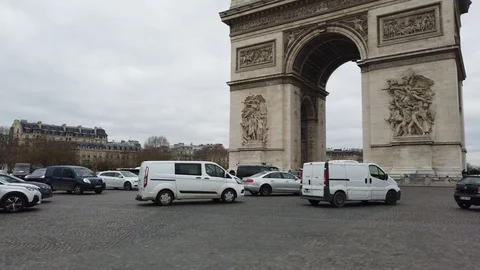 Traffic at the Arc de Triomphe - Paris France Stock Footage 104253757