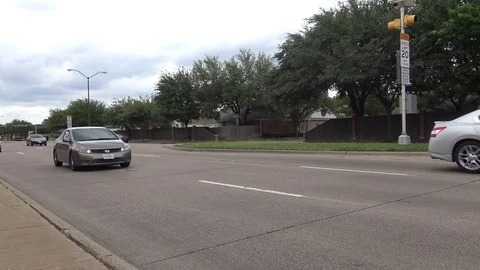 Traffic at around 40 mph with school zone sign Stock Footage 75554809