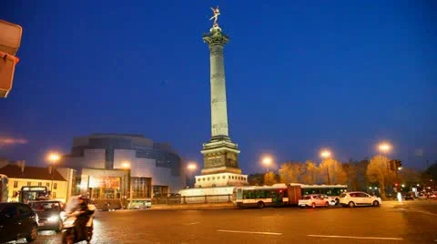 Traffic around the Bastille Stock Footage 10868665