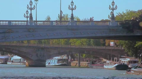 Traffic Around Paris Bridge Stock Footage 59723609