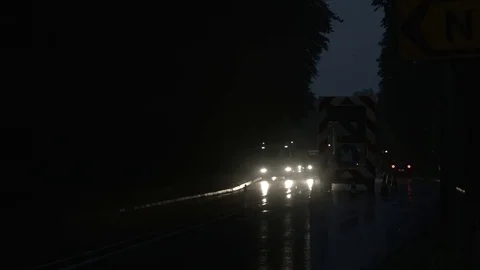 Traffic arrow in rain at night Stock Footage 77719479