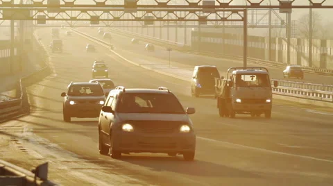 Traffic on the background of sunlit sky Stock Footage 43736376