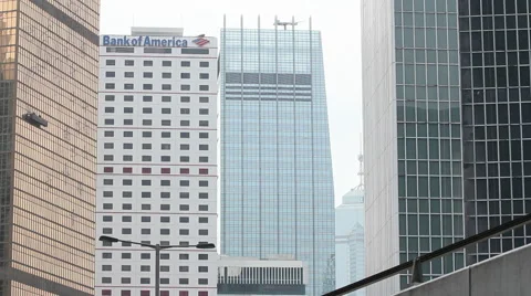 Traffic, Bank of America in Hong Kong Stock Footage 59555031