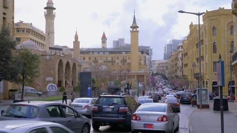 Traffic in Beirut Central district Stock Footage 74953038