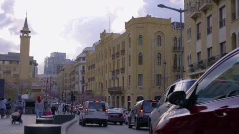 Traffic in Beirut City Stock Footage 74971419