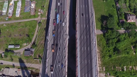 Traffic on the big cable-stayed bridge. Stock Footage 103685888
