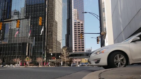 Traffic in Big City - Low Angle Stock Footage 73869526