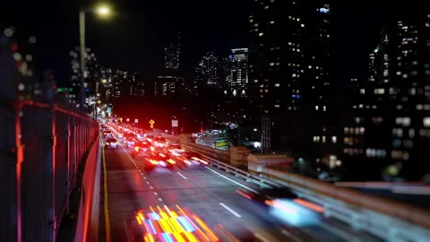 Traffic in a big metropolis. Traffic jam over the Brooklyn Bridge. Stock Footage 259327400
