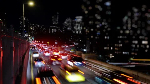 Traffic in a big metropolis. Traffic jam over the Brooklyn Bridge. Stock Footage 259328226