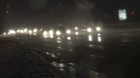 Traffic in Blizzard, Canted 3 Stock Footage 285593