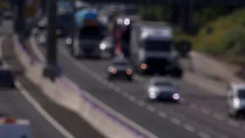 Traffic in blur moving along motorway Manchester England 4K Stock Footage