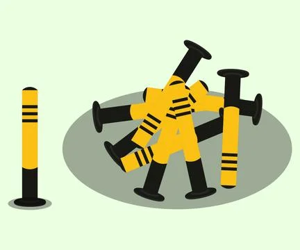 Traffic bollard poles stack and road safety post illustration. Stock Illustration