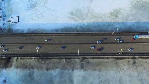 Traffic on the bridge. Aerial view Stock-Footage 82472095