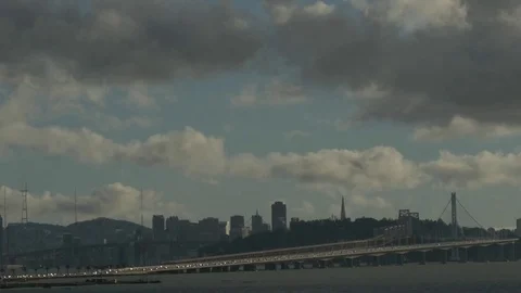 Traffic on a bridge with buildings Stock Footage 73765167