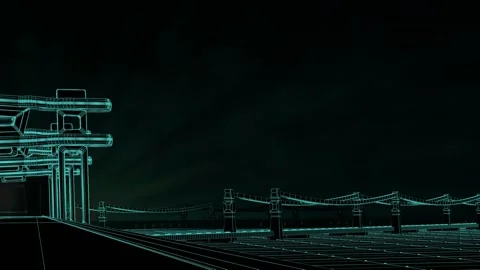 Traffic on the bridge to the city of the future Stock Footage 101594230