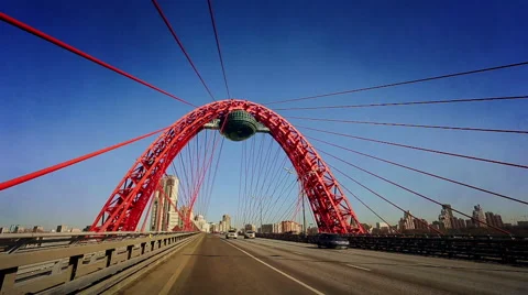 Traffic on the bridge during the day timelapse Stock Footage 48602986