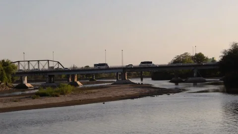 Traffic on a bridge during sunset Video stock 119345013