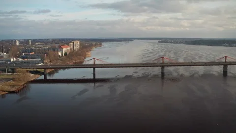 Traffic on the bridge in the evening Stock Footage 125539695