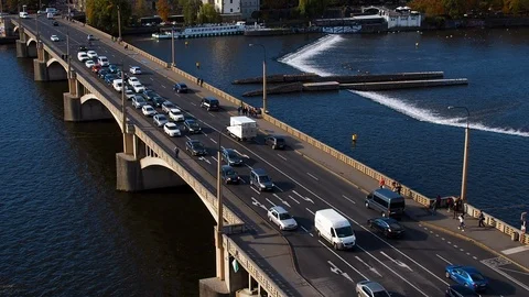 Traffic Bridge Fast Motion Video stock 97826186