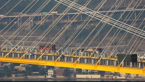 Traffic on the bridge Stock Footage 1067082