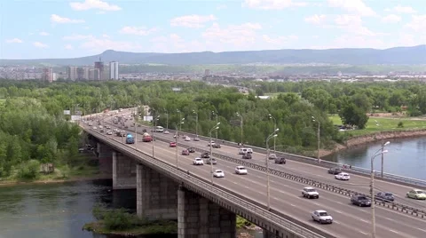 Traffic on a bridge Stock Footage 52125955