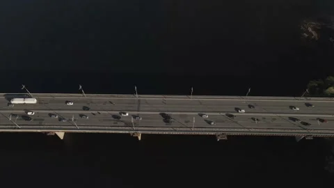 Traffic on the bridge in Kyiv Stock Footage 159044216