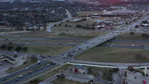 Traffic on a Bridge over a Freeway, Bryan, Texas, USA Stock Footage 145950167