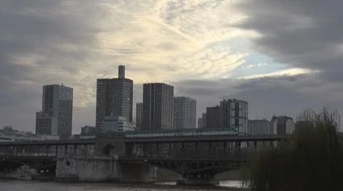 Traffic on a bridge in Paris Stock Footage 10763302