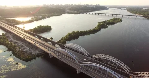 Traffic on Bridge Sunset Stock Footage 67496423