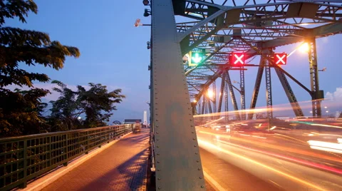 Traffic on bridge , Time Lapse Video stock 60127785