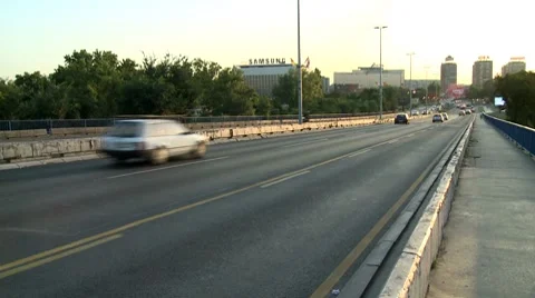 Traffic at the bridge timelapse Stock Footage 8576935