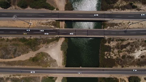 Traffic on the bridge top shot Stock Footage 93430506