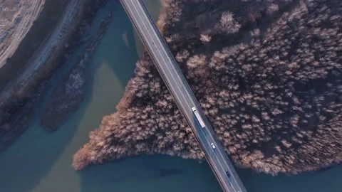 Traffic on the bridge top view Stock-Footage 168624996