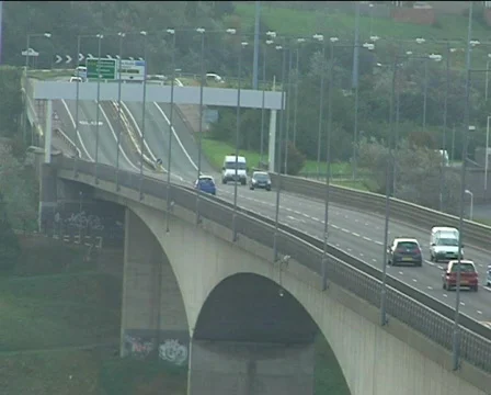 Traffic on bridge in UK Stock-Footage 277487